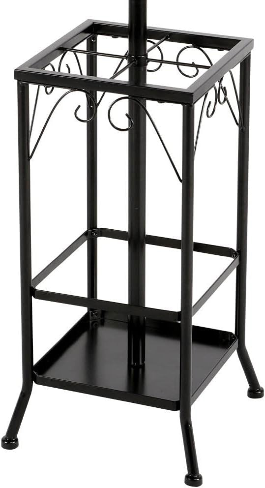 Metal Coat Rack Stand with Umbrella Holder | 8 Hooks Free Standing Tree