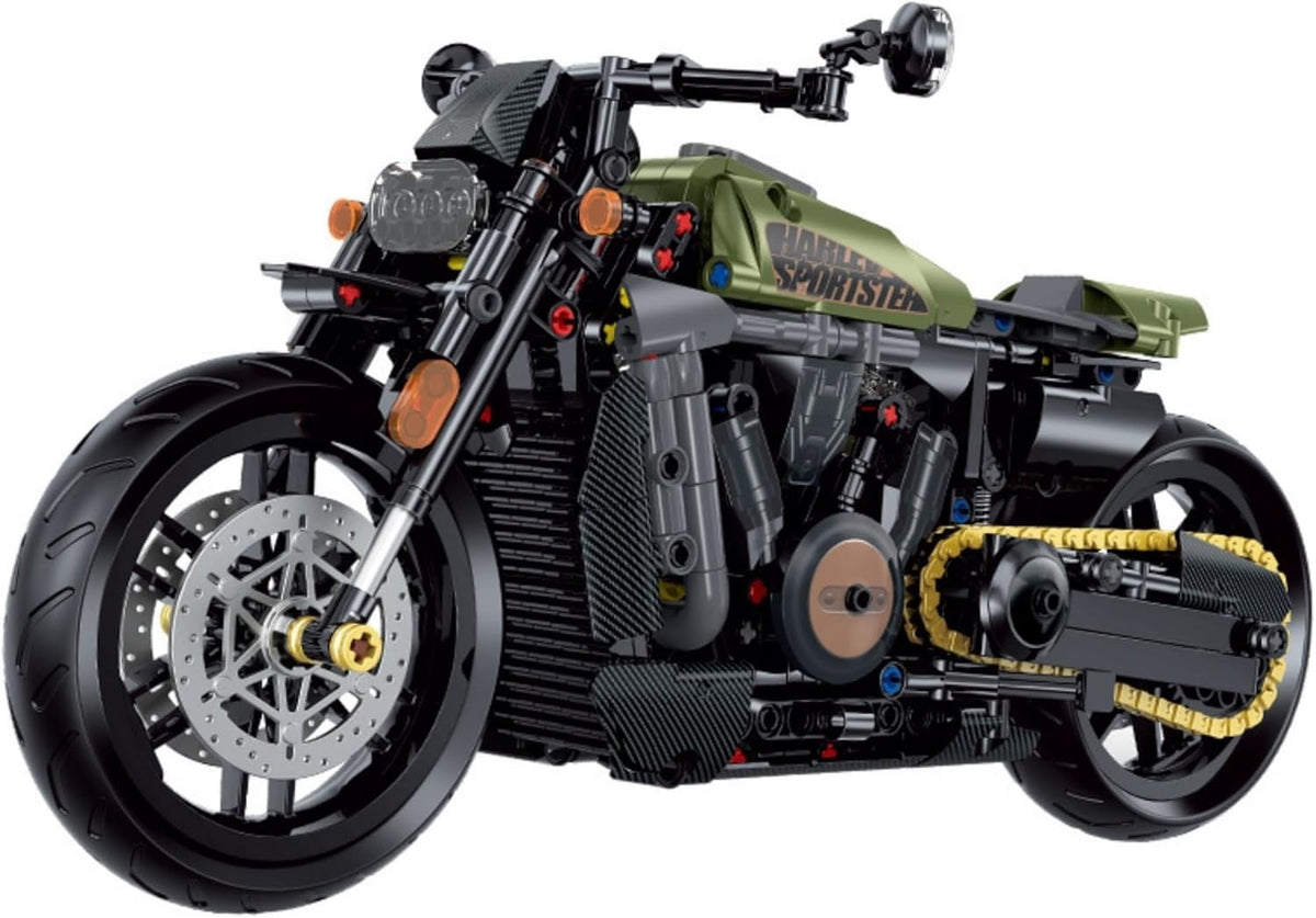 Realistic 618pcs Motorcycle Model Kit with Suspension & Moving Parts