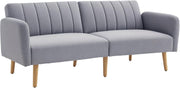 2-Seater Click Clack Sofa Bed Light Grey Linen Split Back Guest Couch Small Room