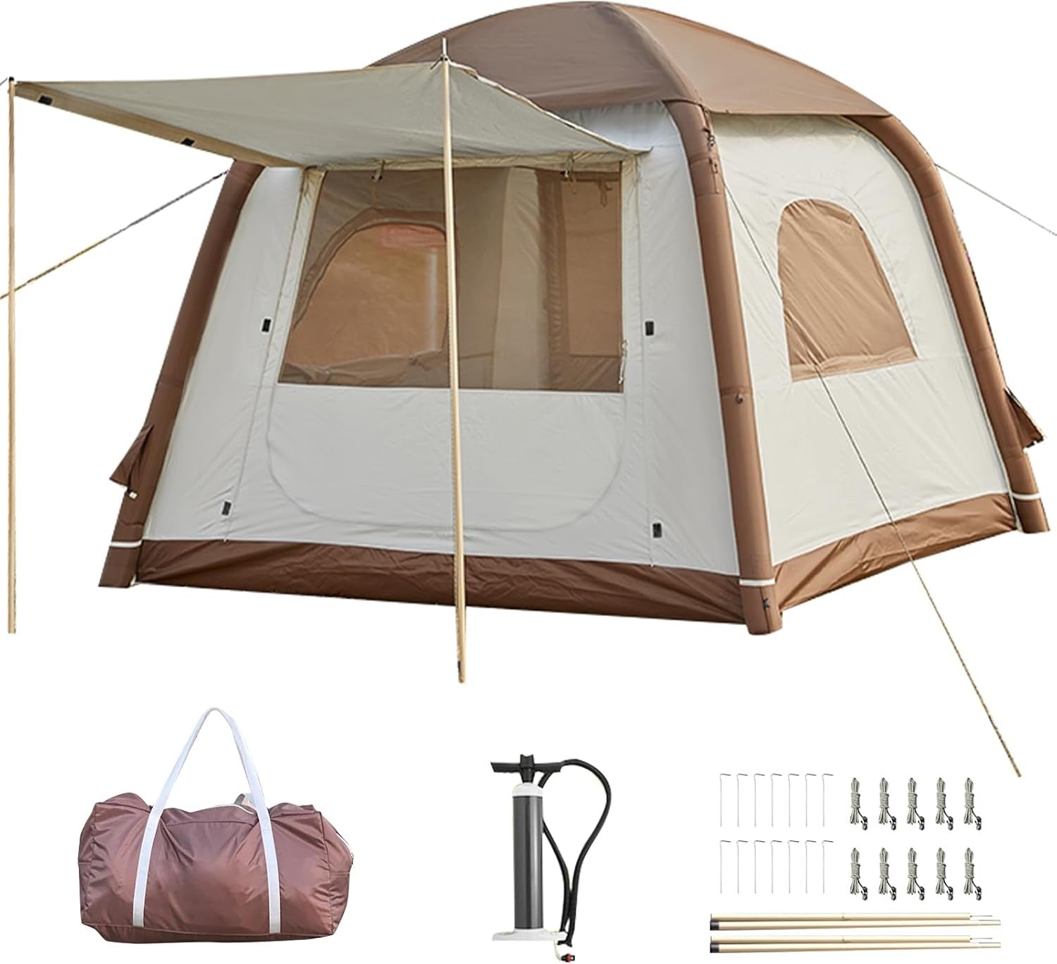 4 Person Inflatable Camping Tent Waterproof Air Pump Easy Setup
