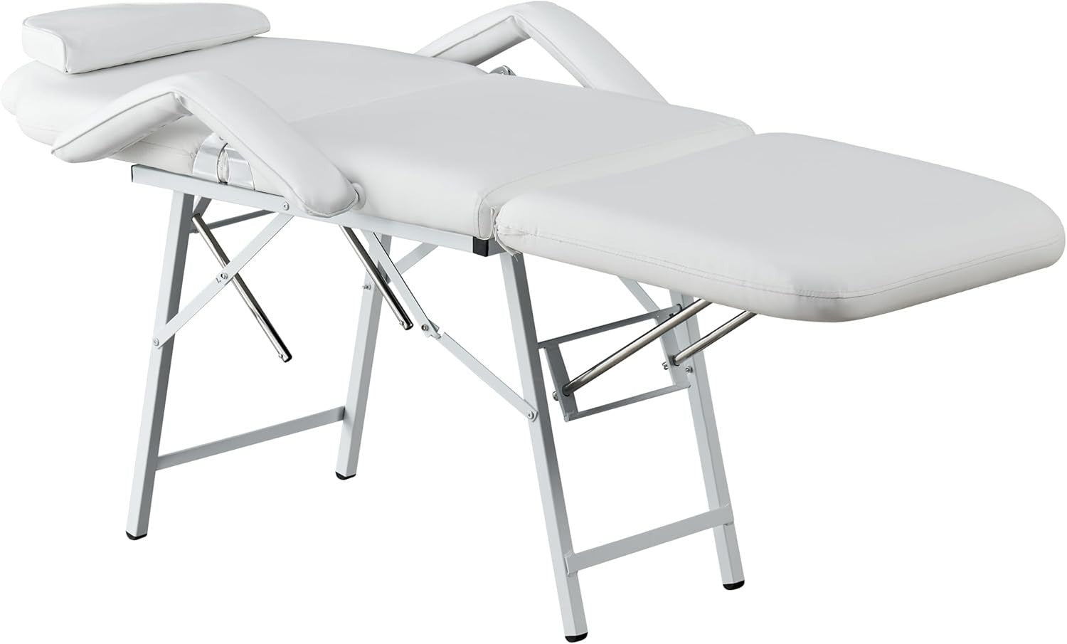 Portable 3-Section Folding Beauty Massage Bed w/ Head Cushion Carry Bag White