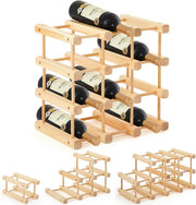 Stackable Wooden Wine Rack 12 Bottle Holder | Modular Countertop Storage Stand