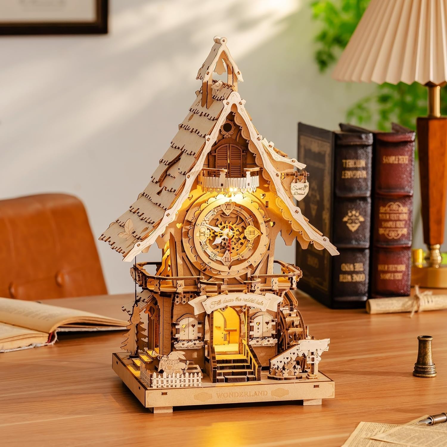 3D Wooden Cuckoo Clock Puzzle with Working Sound & Light – Home Decor