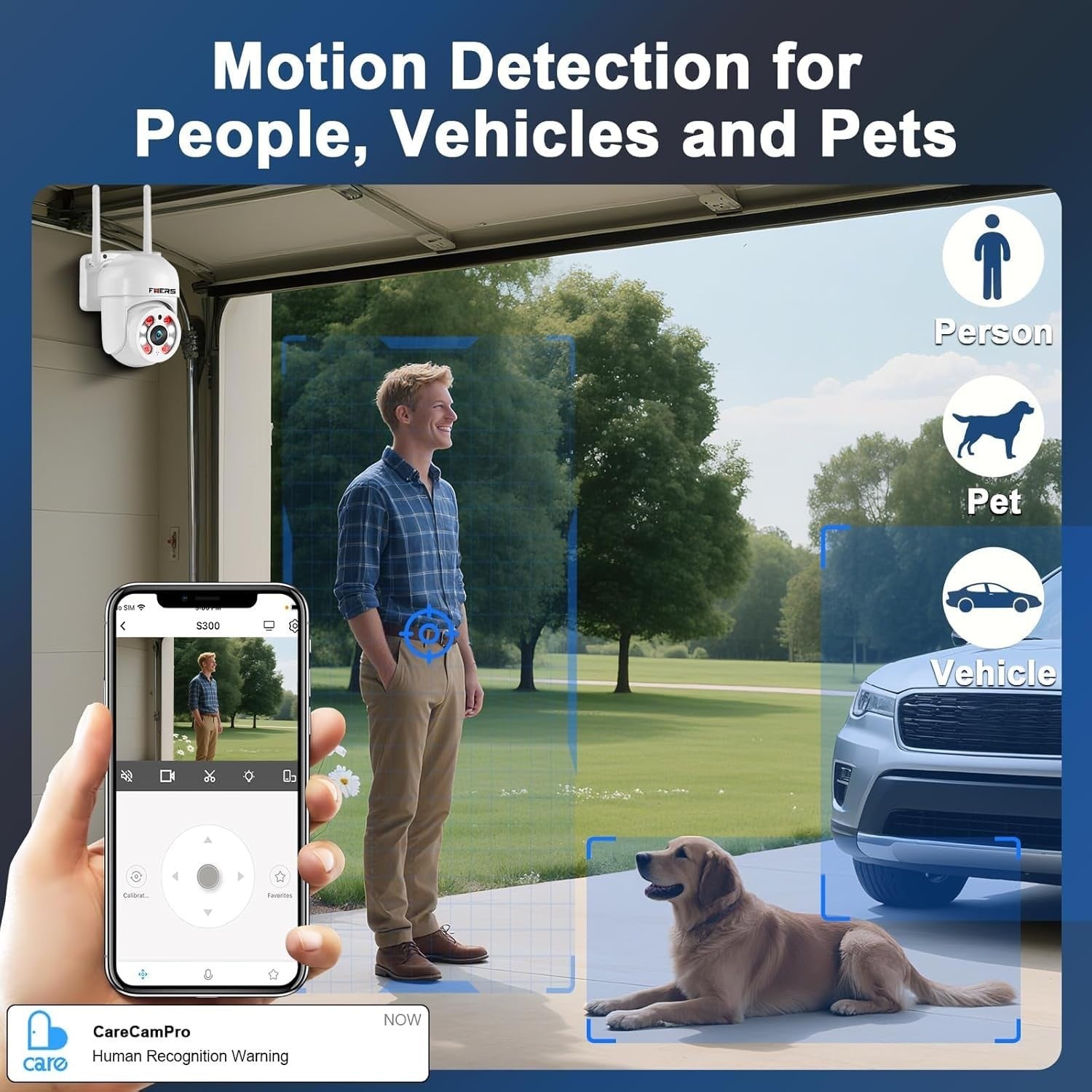 3MP PTZ Security Camera Outdoor WiFi 350° Pan Color Night Vision IP66