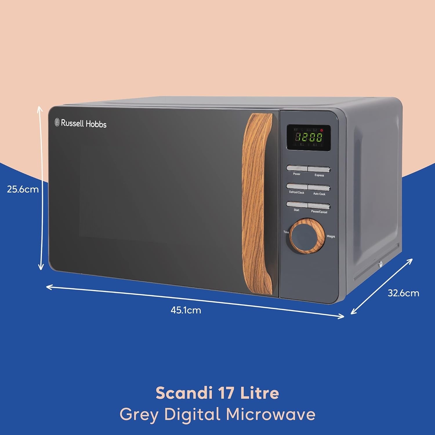 17L Digital Microwave 700W 8 Auto Menus Grey