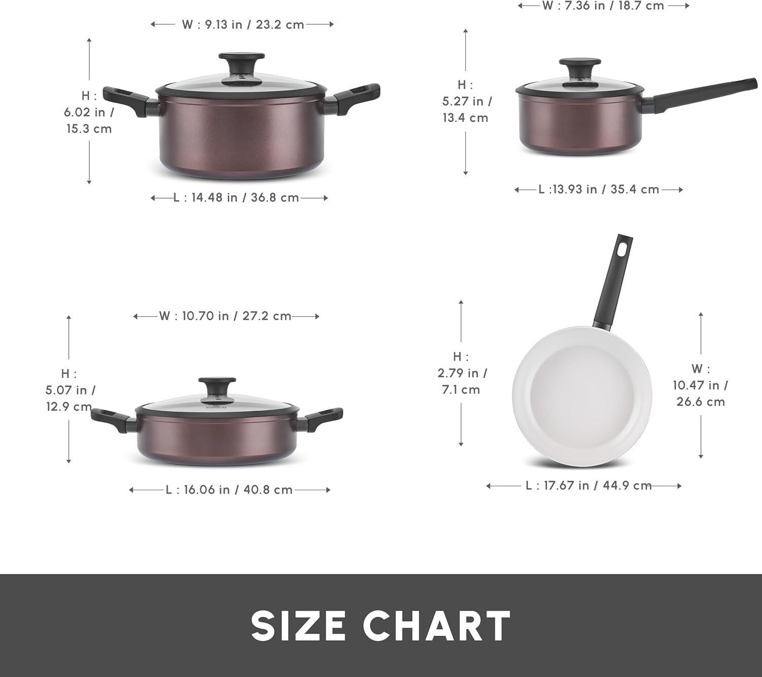 7pcs Bronze Finish Ceramic Non Stick Induction Cookware Set with Glass Lids
