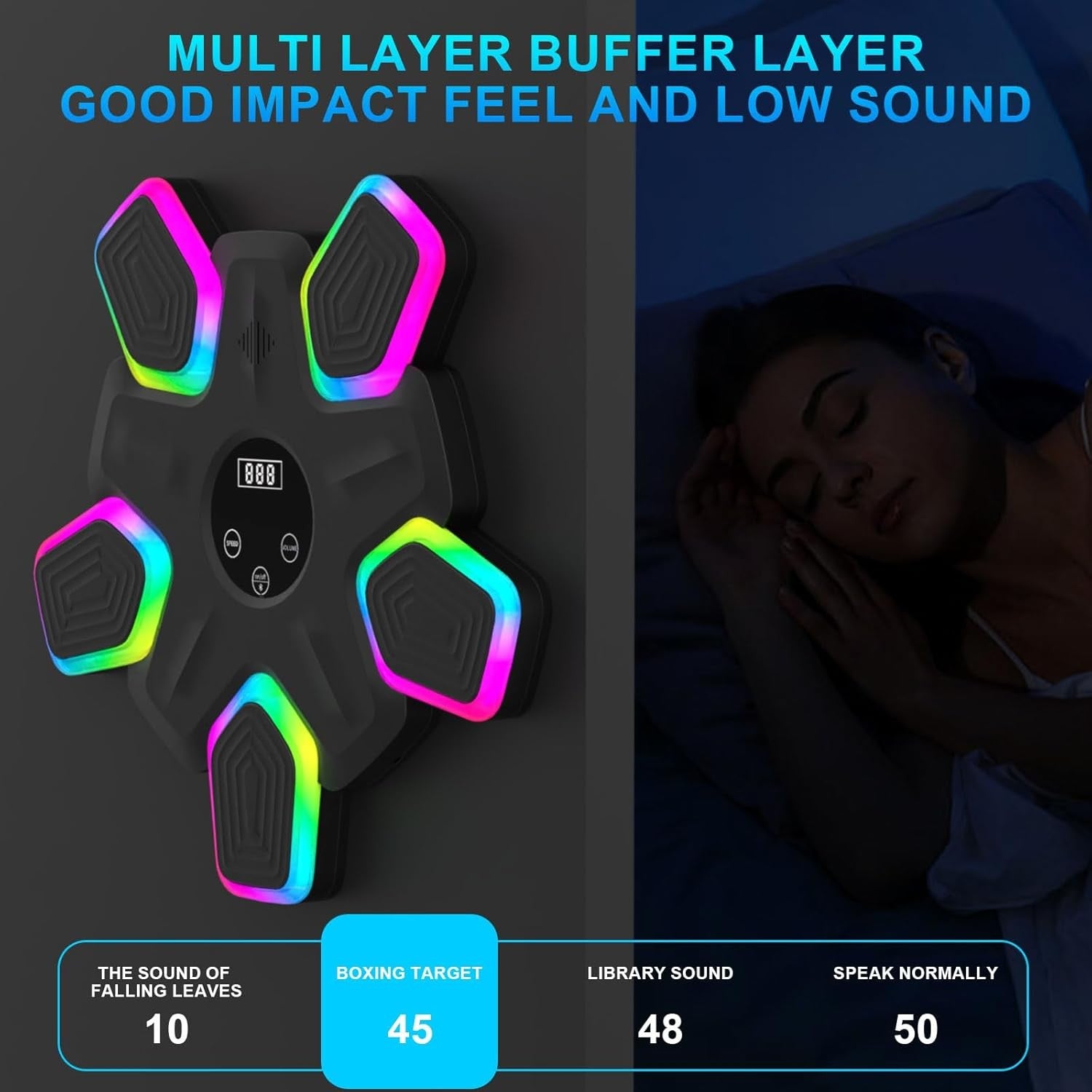 Music Boxing Machine Bluetooth LED Punch Pad Wall Mount Smart Home