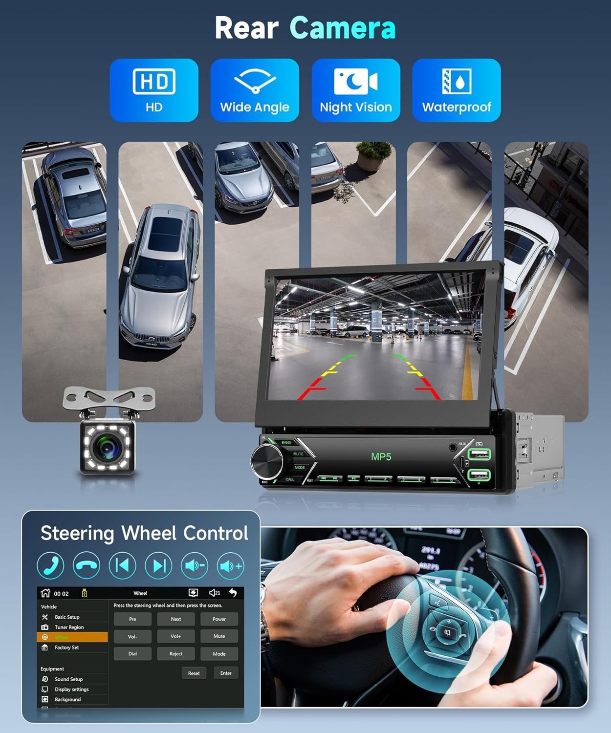7" Single Din Car Stereo Wireless CarPlay Android Auto DAB+ FM