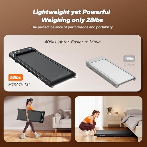 MERACH Walking Pad 9% Incline, 2.5HP Quiet Under-Desk Treadmill Compact Home