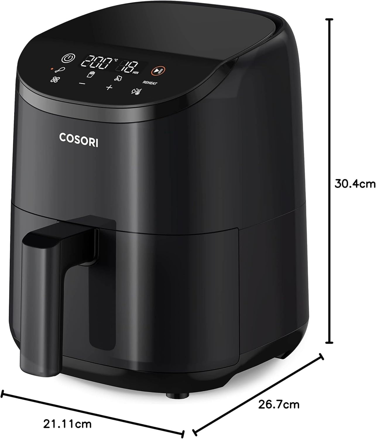 Compact Air Fryer 2L | 53% Faster Healthy Cooking Touch Display Low Noise