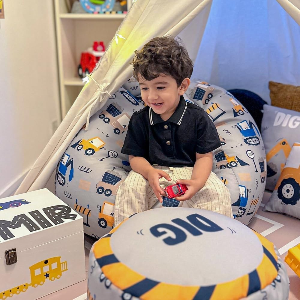 Kids Slouch Bean Bag Chair Soft Kids Recliner Beanbag for Playroom Bedroom