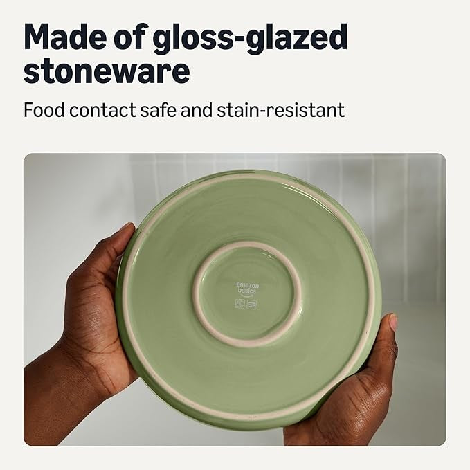 6pc Stoneware Appetizer Plates 17cm Microwave Dishwasher Safe Olive