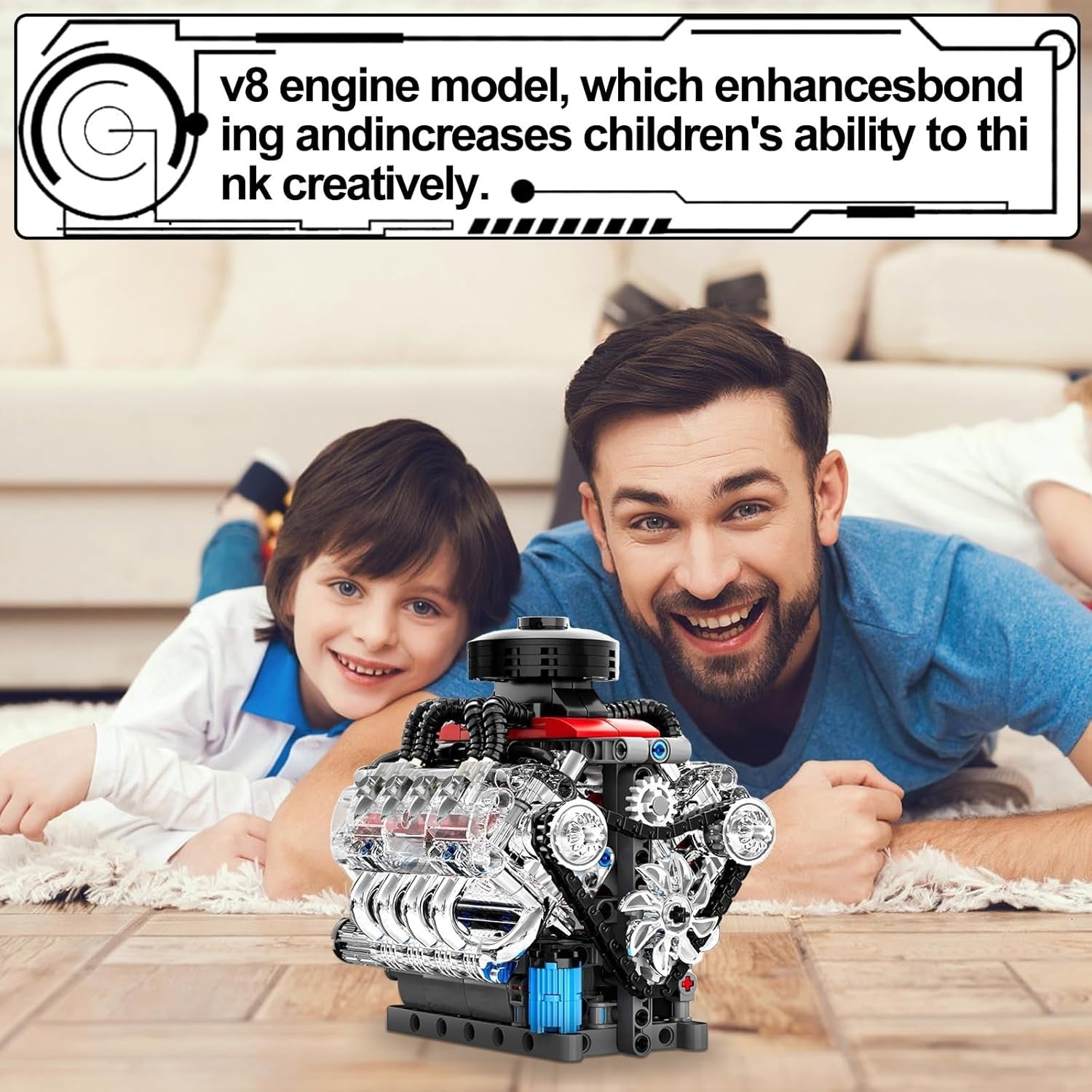 V8 Engine Model Kit 487pcs Buildable Working Motor Toy STEM Gift 10+