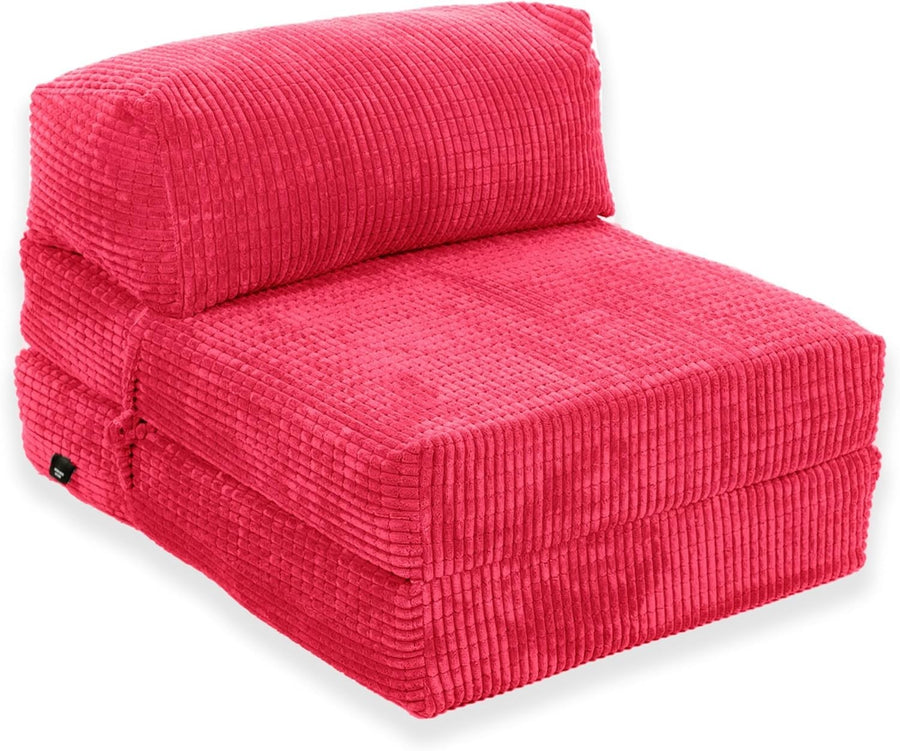 Deluxe Foam Fold-Out Futon Chair Bed | Portable Corduroy Single Mattress