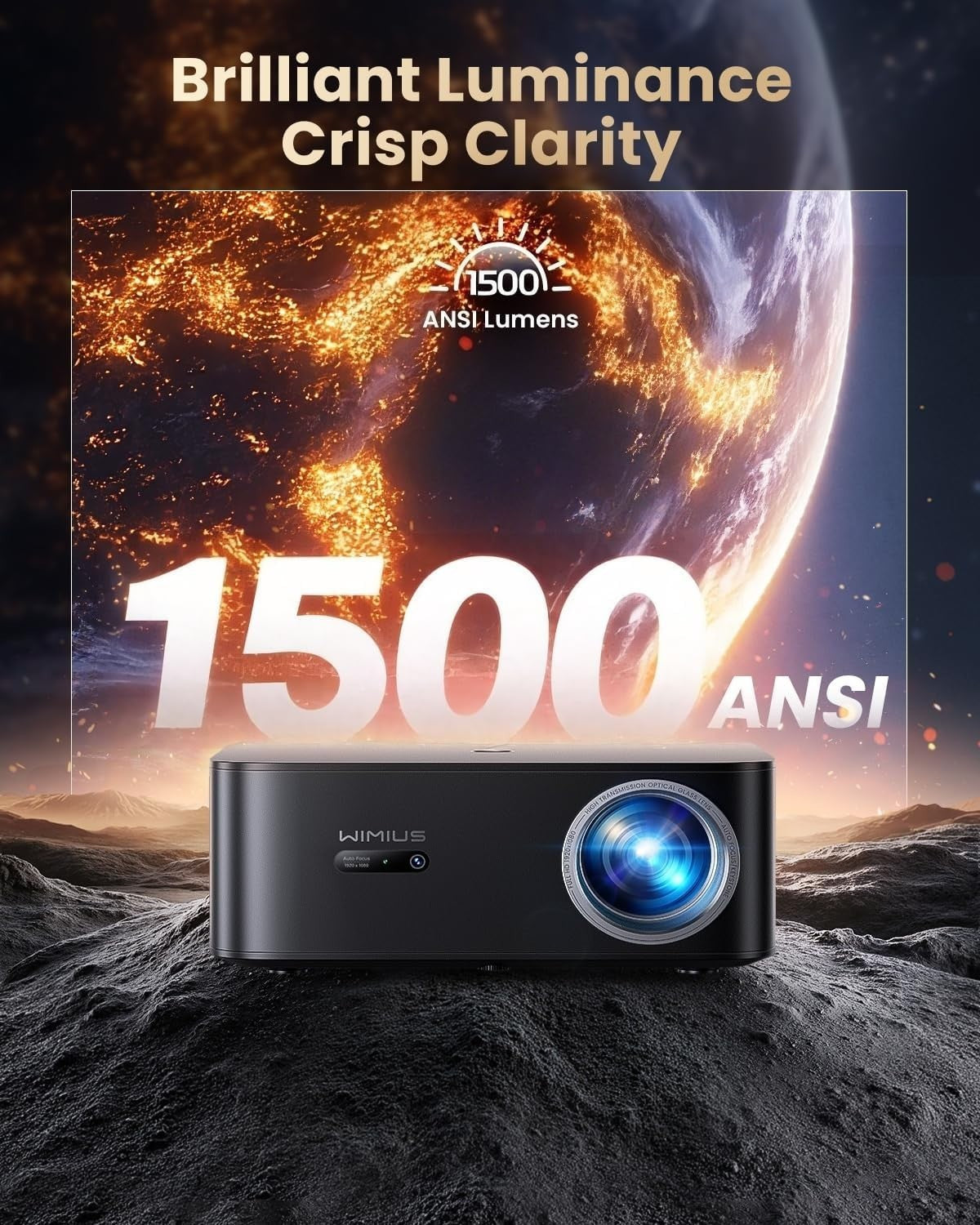 4K Smart Projector 1500 ANSI Google TV WiFi 6 Bluetooth Auto Focus