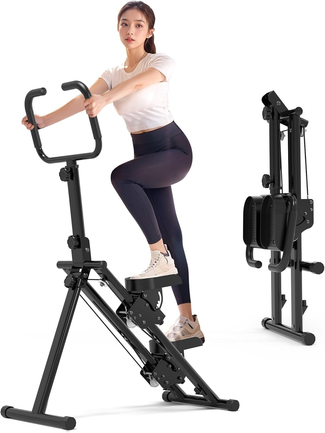 Foldable Stair Climber w/ Adjustable Handle, Large Treads & Full-Body Workout