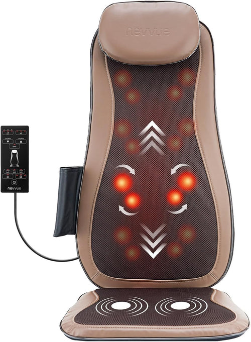 Heated Shiatsu Back Massager Chair Pad Deep Kneading Full Body Relief