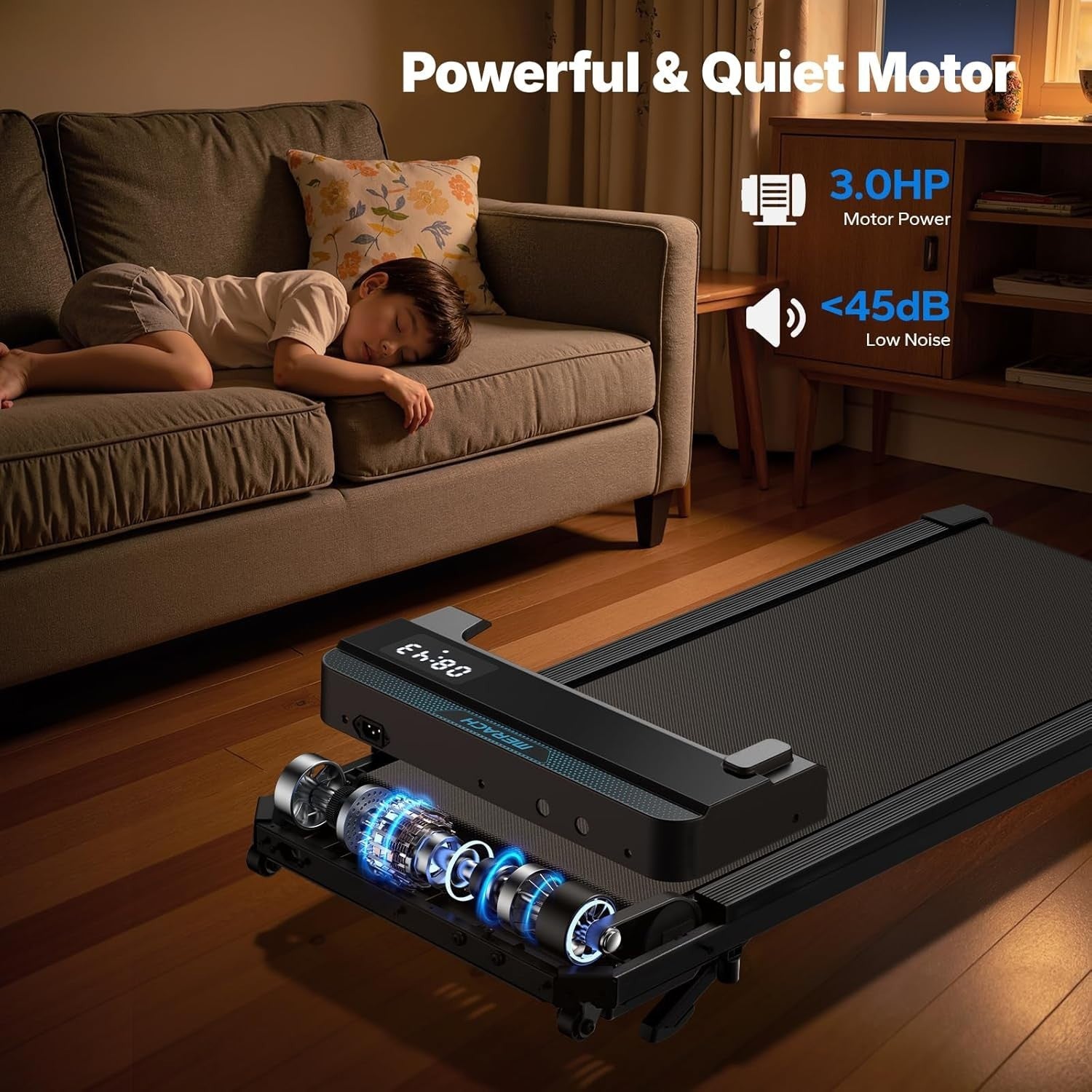Under Desk Treadmill Walking Pad 5% Incline Quiet App Remote Home Office