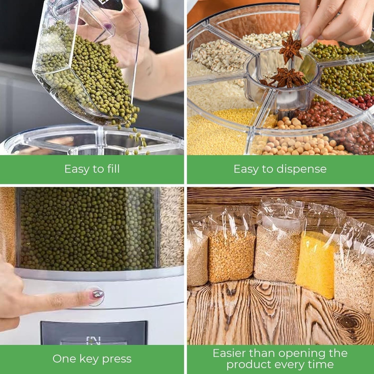 6 Grid 360° Rotating Rice Dispenser Airtight 3KG