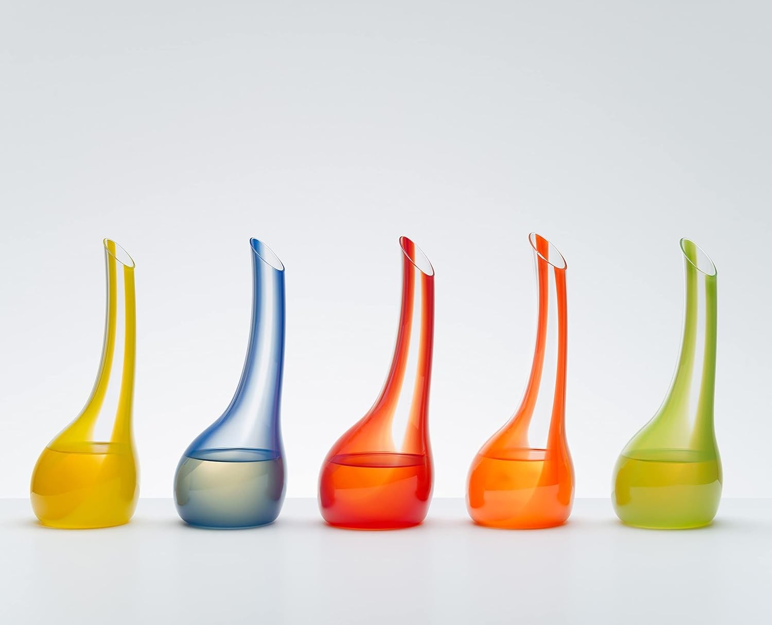 Handblown Crystal Wine Decanter 1.7L Yellow Cornetto Modern Aerator Gift