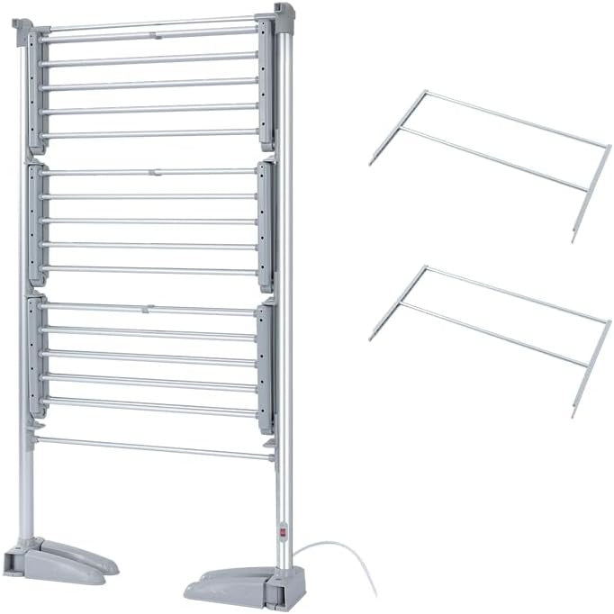 Heated Clothes Airer 4 Tier Folding Electric Indoor Drying Rack Large