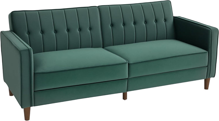 Green  Velvet 3 Seater Sofa Bed Click Clack Recliner Couch Guest Sleeper