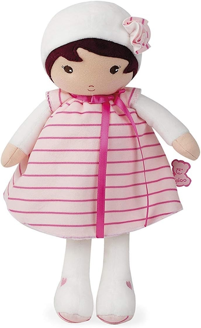 32cm Soft Plush Baby Doll Pink Striped Outfit Cuddly First Doll Gift Box