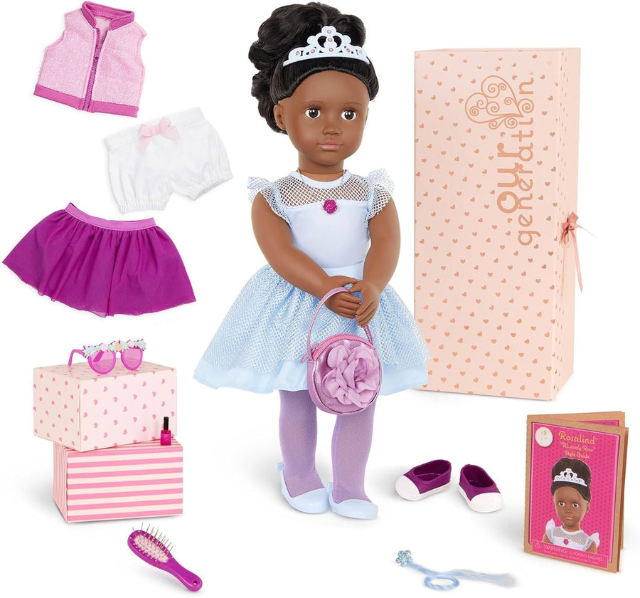 18-Inch Floral Fashion Starter Doll Brunette Hair 3 Outfits Gift Box