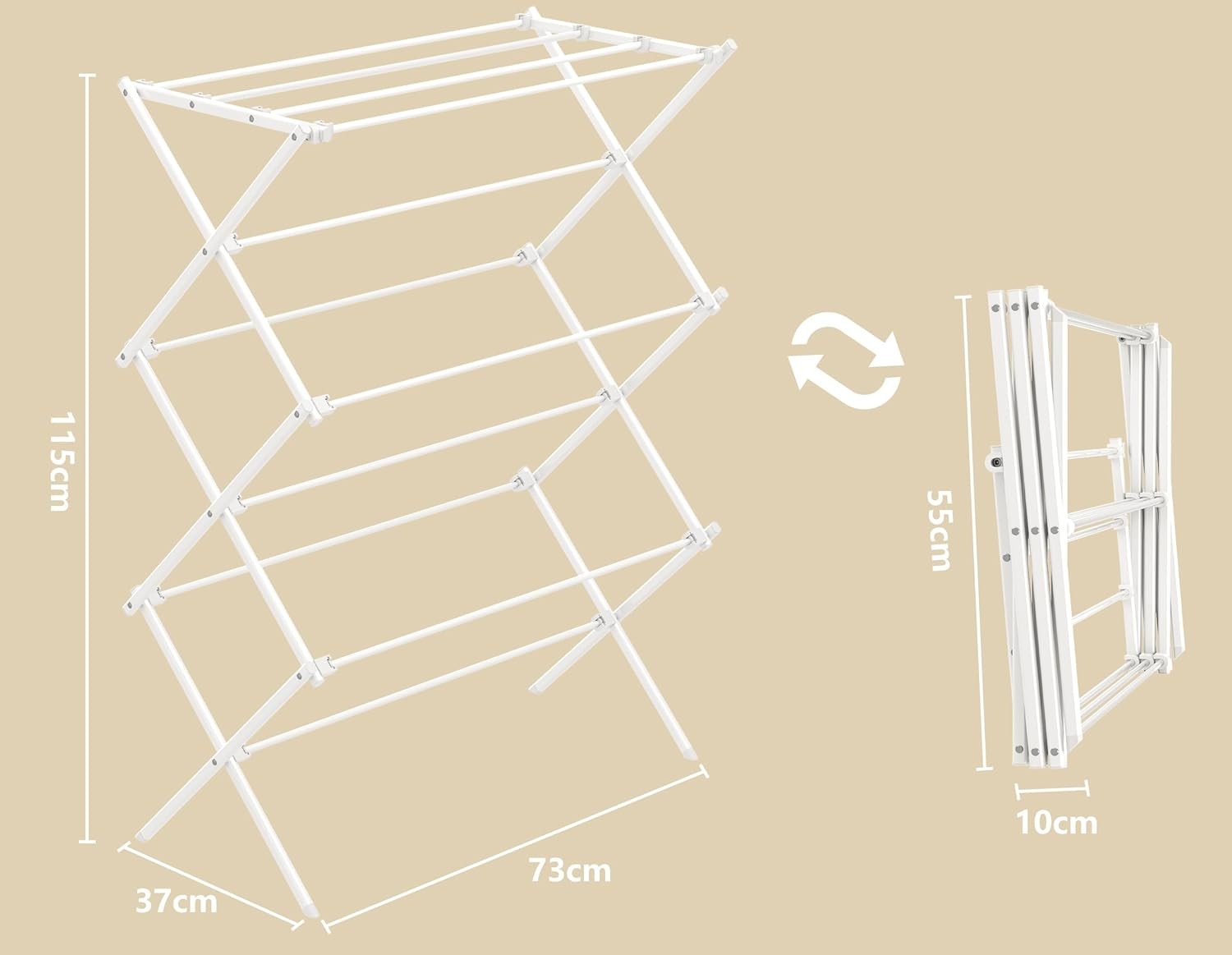 3 Tier Foldable Clothes Airer Heavy Laundry Drying Rack Indoor Outdoor