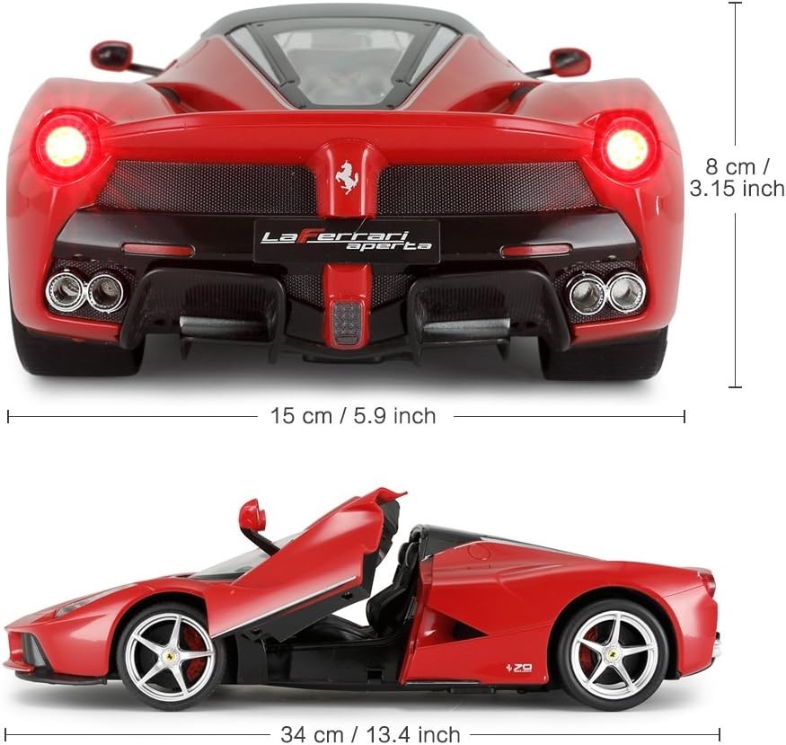 1:14 RC Car – Red Convertible with Open Doors, Working Lights & Drift