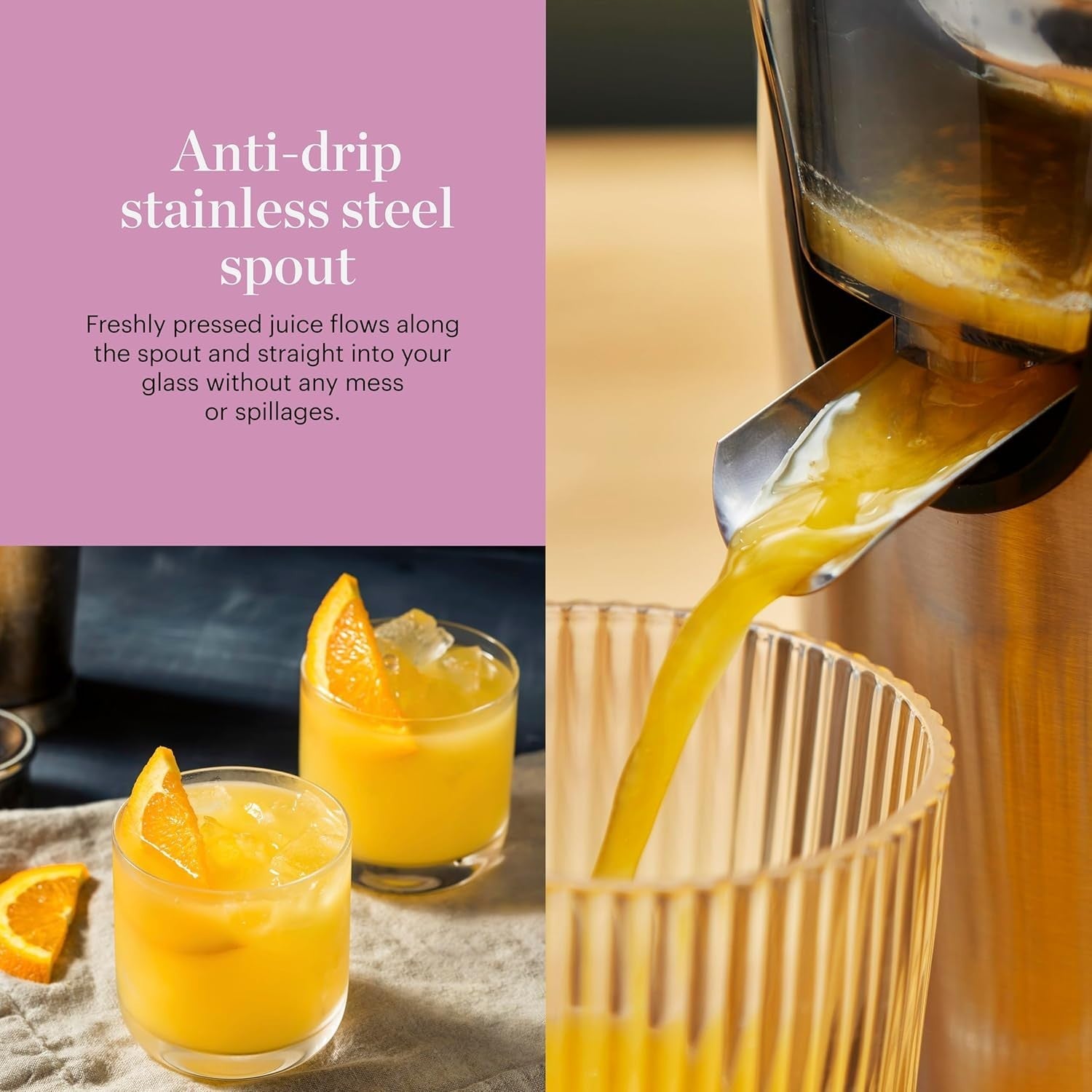 Electric Citrus Juicer Stainless Steel Dual Cones 100W Easy Press