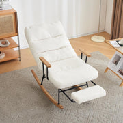 Comfortable Reclining Rocking Chair with Footrest Soft Boucle Fabric Armchair