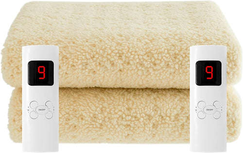 Double Electric Heated Blanket Dual Control 9 Heat Timer Soft Fleece 193x137cm