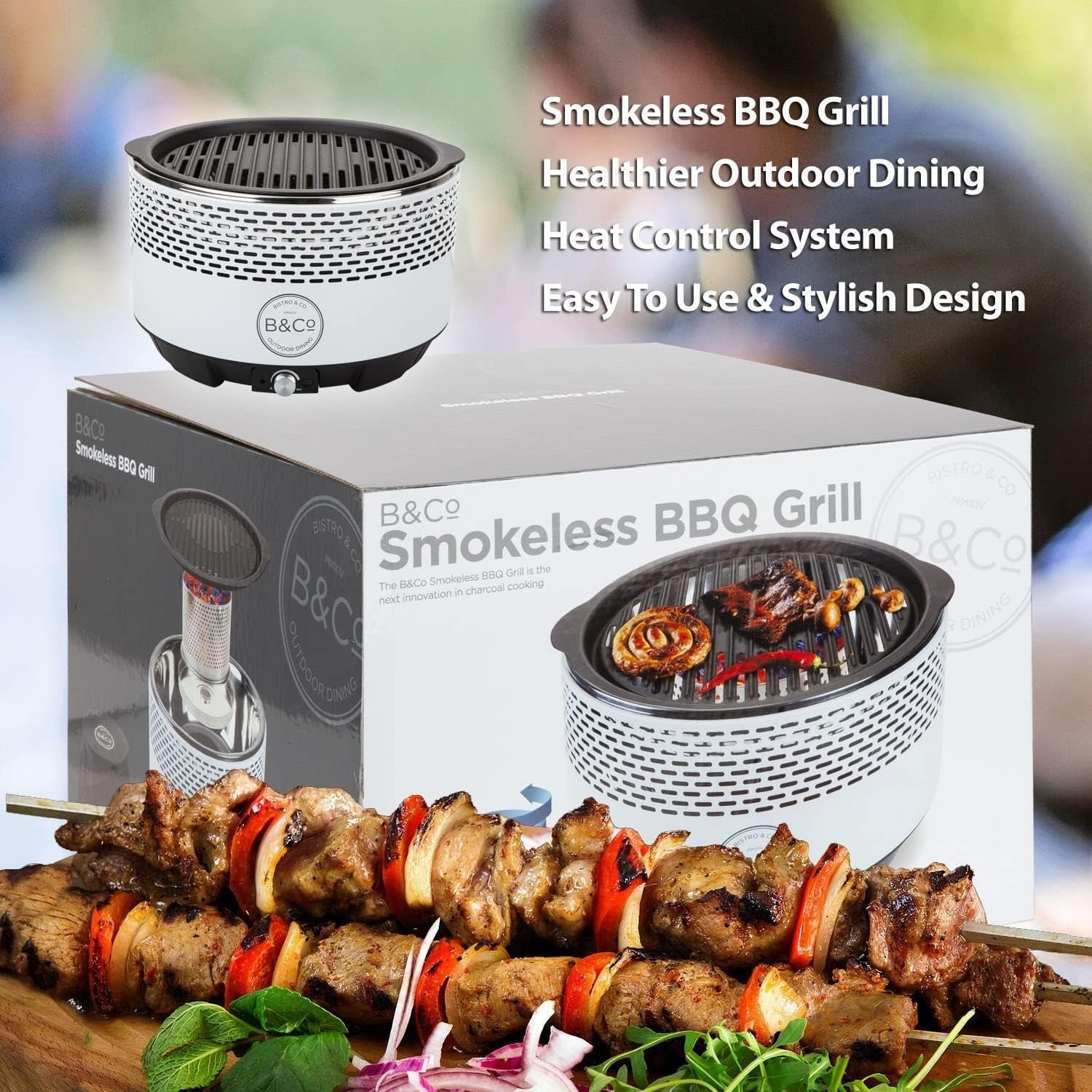 Portable Smokeless Charcoal BBQ Grill Tabletop Outdoor Camping Garden Cooker