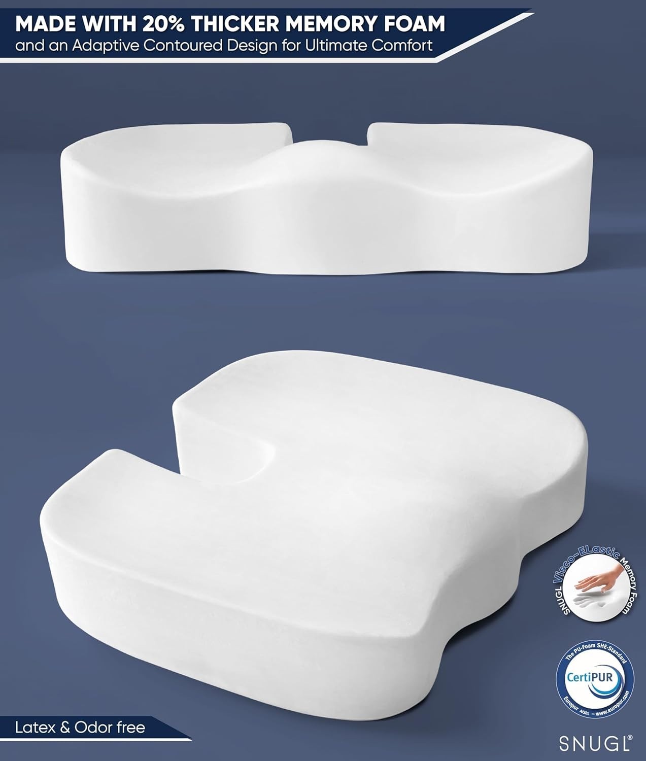 Orthopedic Memory Foam Coccyx Seat Cushion Tailbone Chair Back Support
