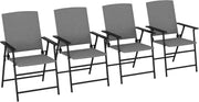 Set of 4 Folding Garden Chairs High Back Rattan Patio Dining Seating