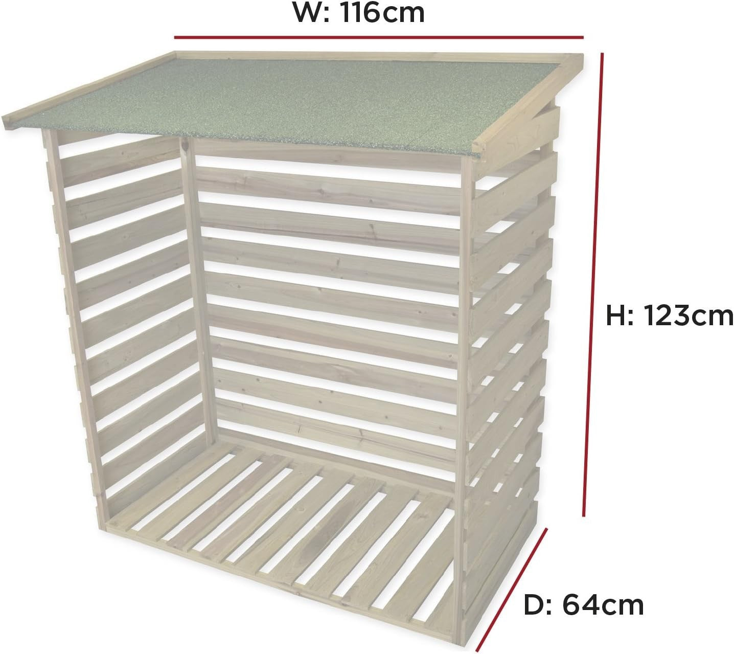 Wooden Log Store Shed 116x64x123cm Firewood Storage Outdoor