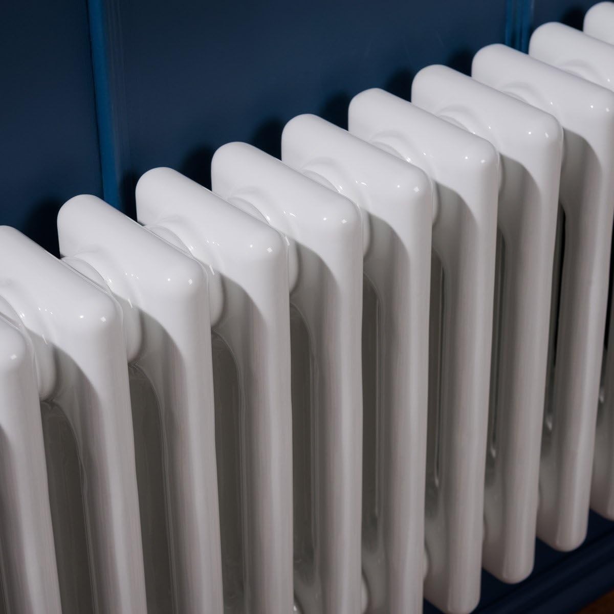 Triple Column Horizontal Radiator 300x1190 White Cast Iron Style