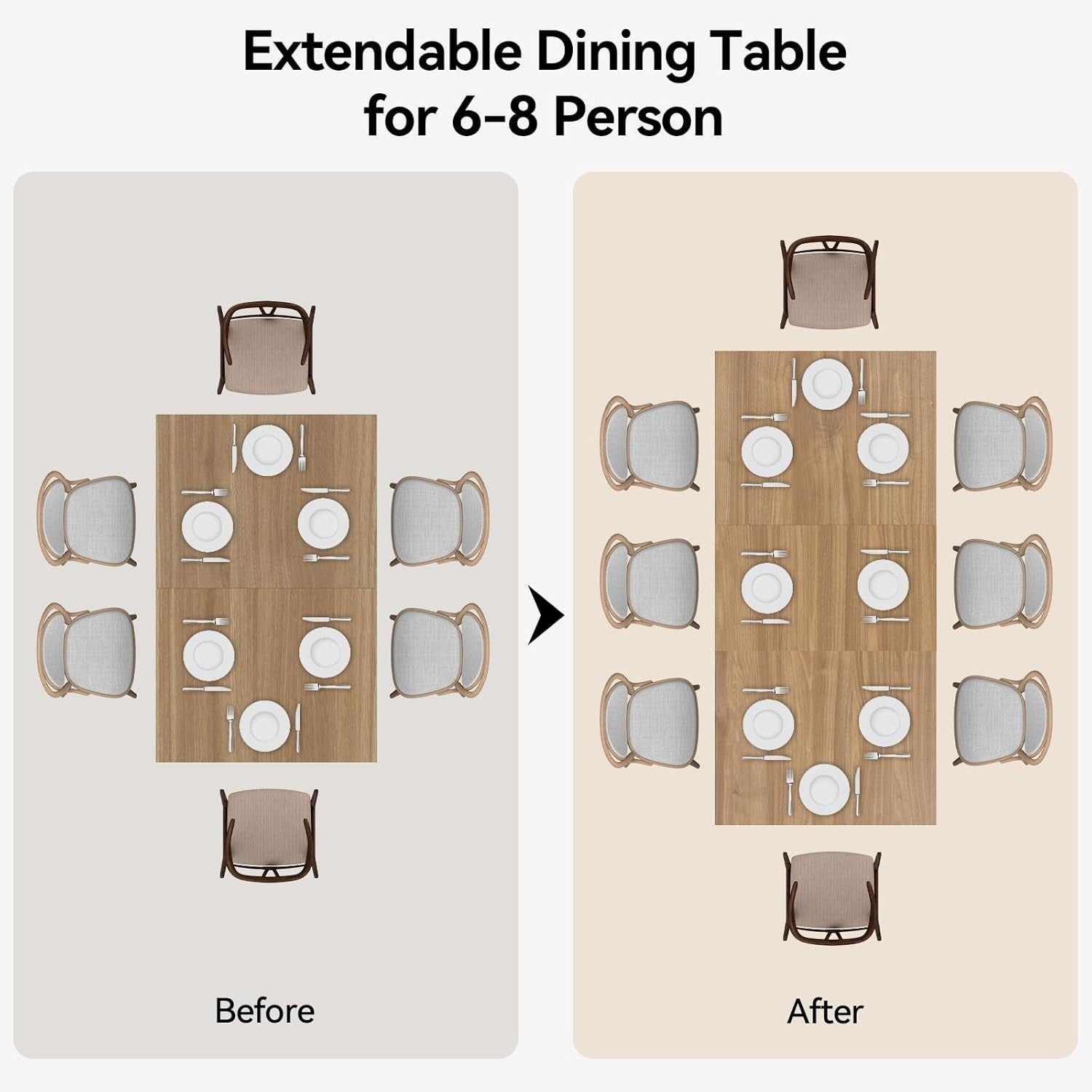 Extendable Dining Table 6-8 Seater Oak Wood Kitchen Home Solid Legs