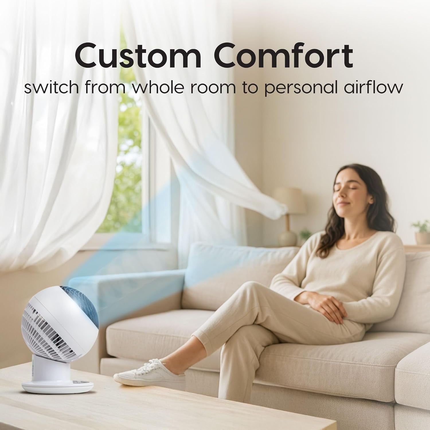 30㎡ Table Fan – 5-Speed Quiet Oscillating Desk Air Circulator w/ Remote Control