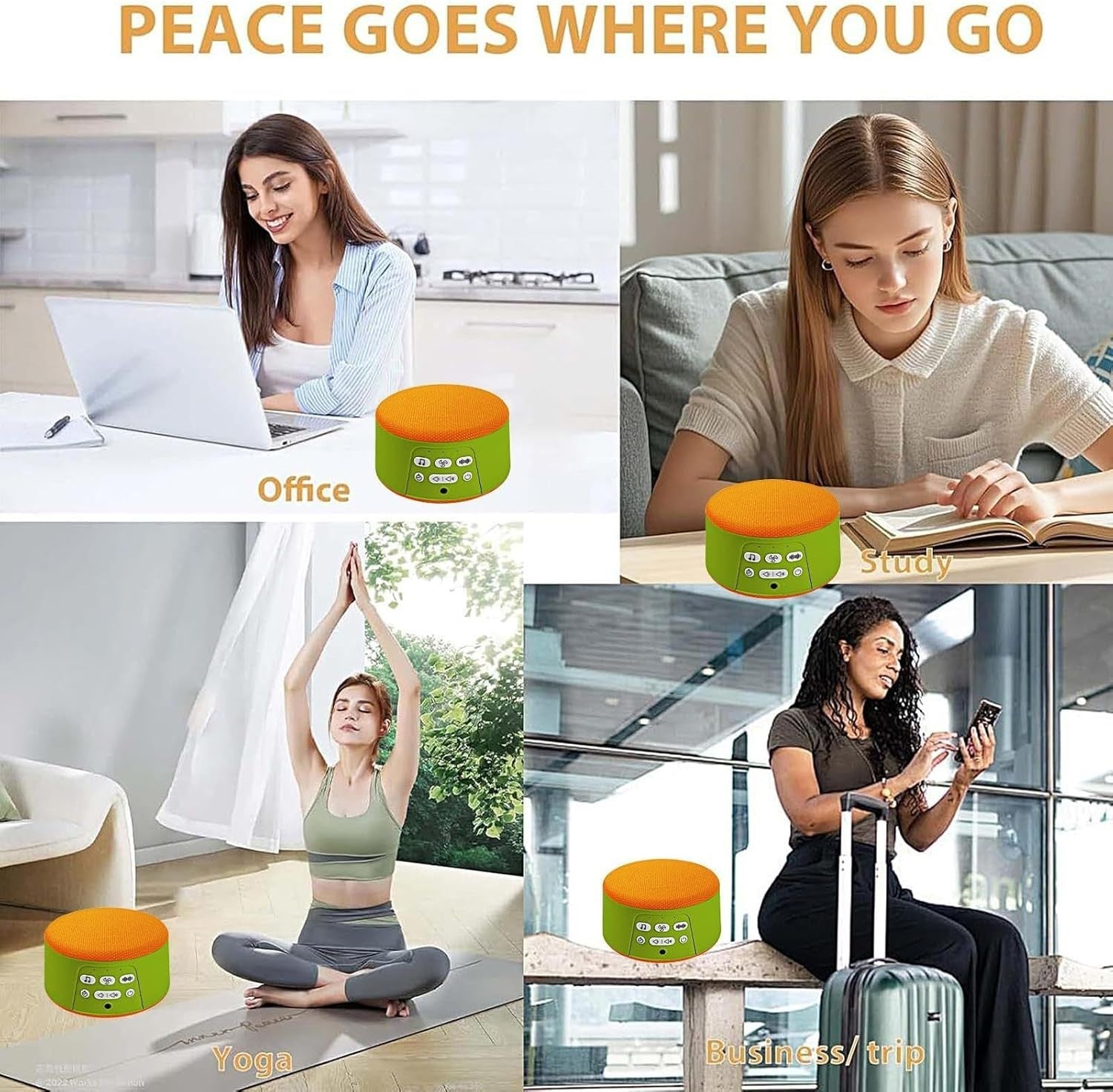White Noise Machine for Sleep - Portable Rechargeable Sound Soother with Timer