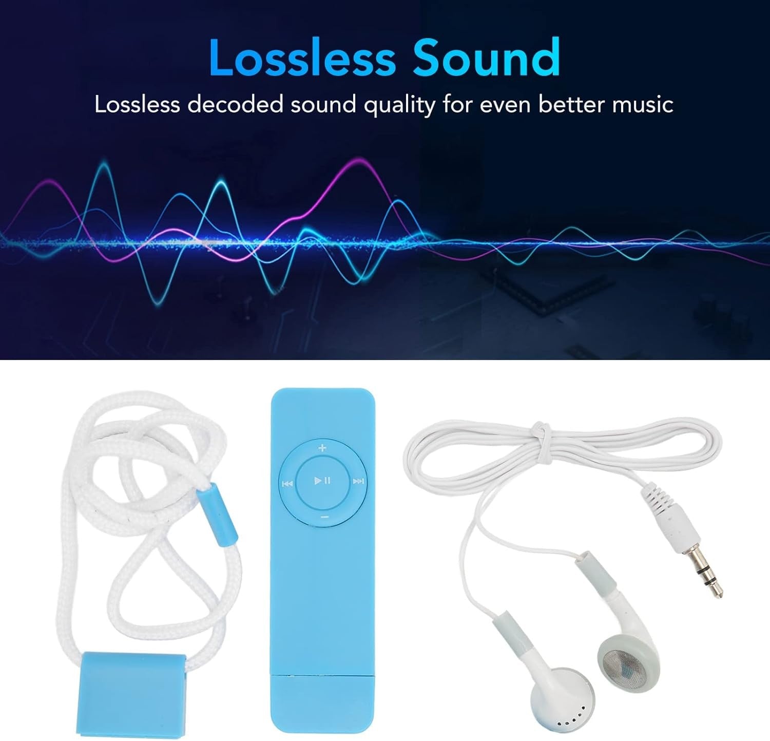 USB MP3 Player Lossless Sound Student Kids TF 64GB Blue