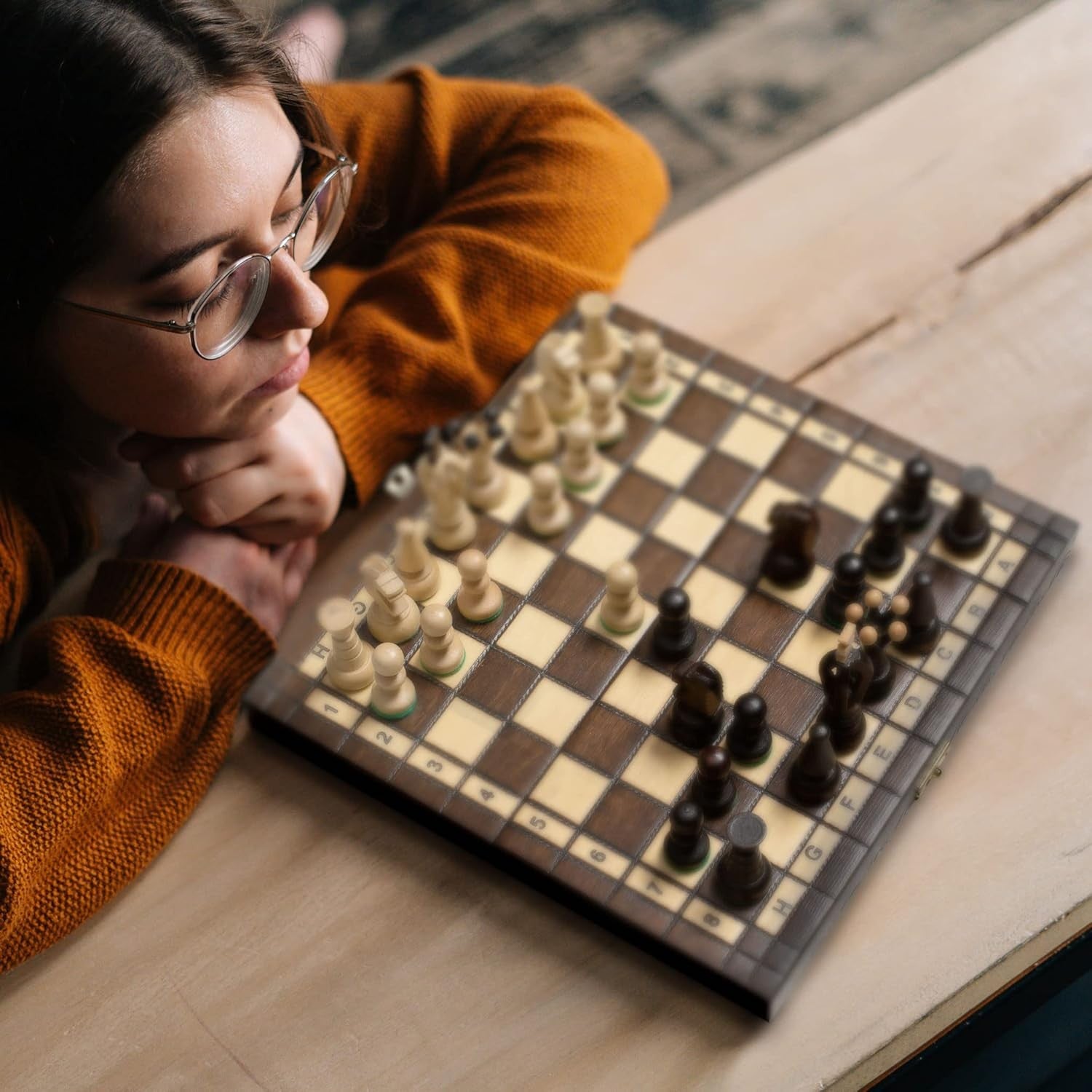 Small Wooden Chess Set 28cm • Handcrafted Pieces • Folding Board Gift