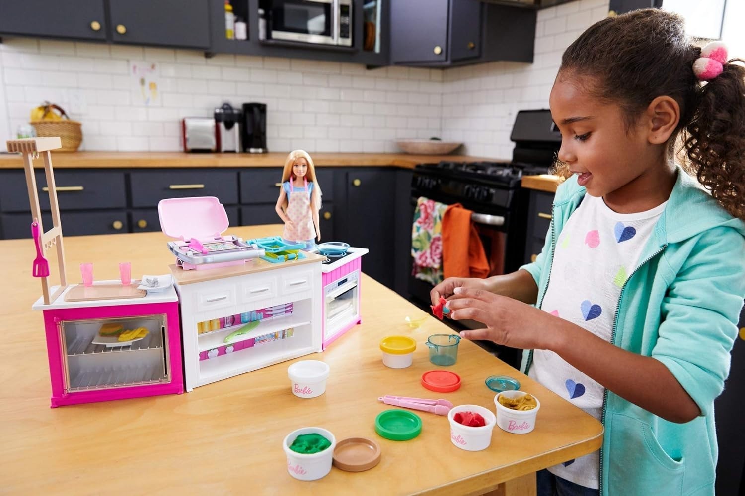 Girls Chef Doll Kitchen Playset Play Dough Cooking Toy Accessories