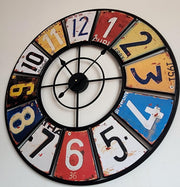 Retro Boho Wall Clock 60cm – Large Silent Quartz Colourful Metal Design