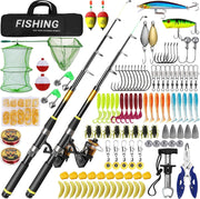 118Pcs Kids Telescopic Rod & Reel Fishing Kit with Lures & Accessories