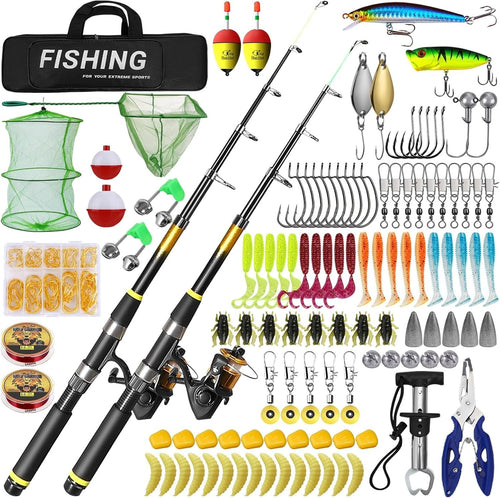 118Pcs Kids Telescopic Rod & Reel Fishing Kit with Lures & Accessories