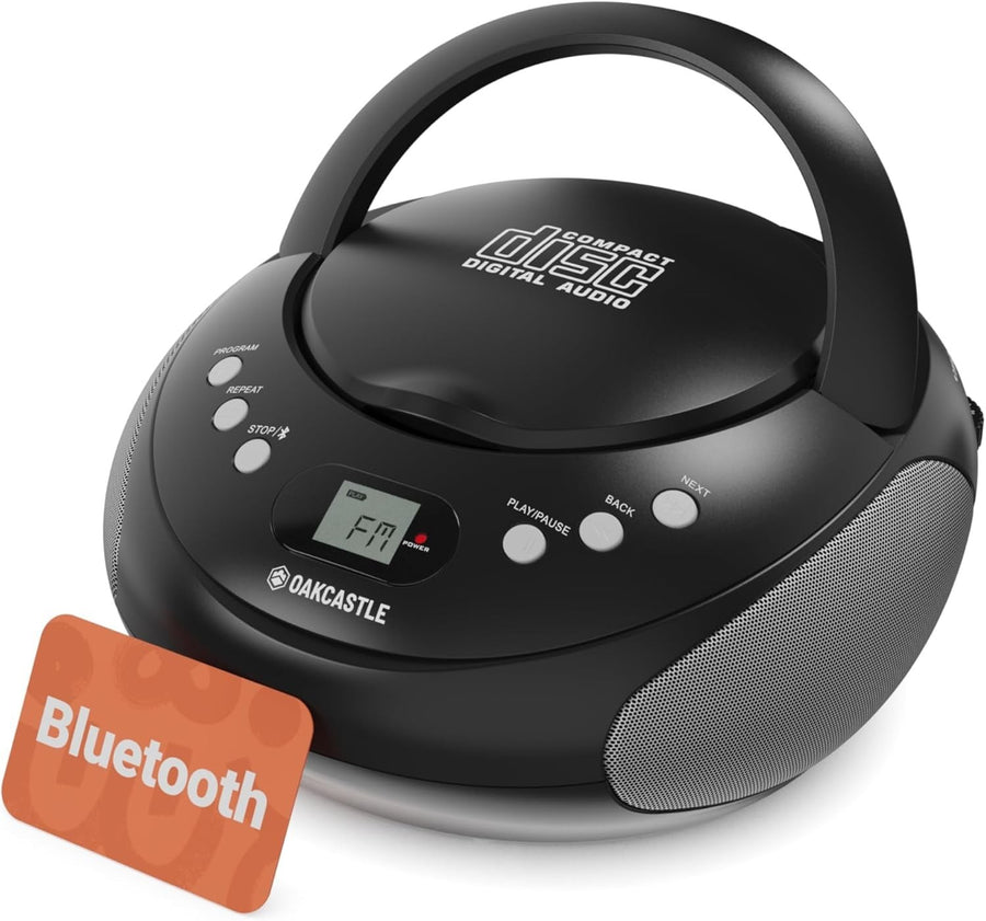 Portable Bluetooth CD Boombox FM Radio Stereo Player LED Display Black