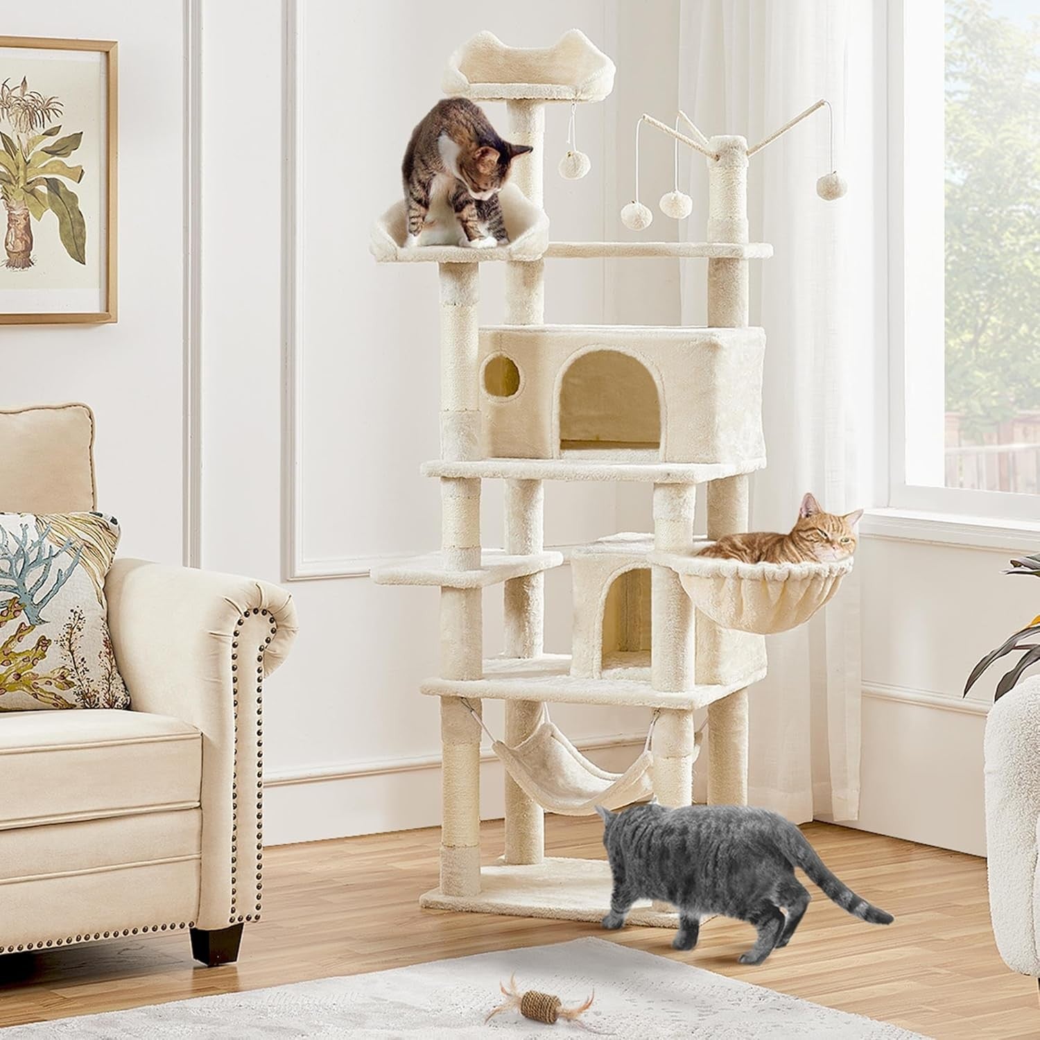 170cm Cat Tree Tower Multi Level Condo Hammock Scratching Posts Indoor