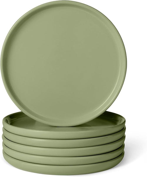 6pc Stoneware Appetizer Plates 17cm Microwave Dishwasher Safe Olive